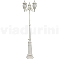 Viadurini Lighting Gartenlampion-Straßenlampe im Vintage-Stil mit 3 Lichtern aus weißem Aluminium, hergestellt in Italien – Dodo