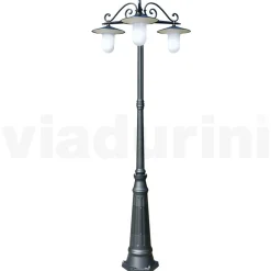 Viadurini Lighting Gartenlampion-Straßenlampe im Vintage-Stil mit 3 Lichtern aus grauem Aluminium, hergestellt in Italien – Belen