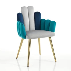 Viadurini Living Moderne Stühle-Stuhl aus grauem, grünem und blauem Stoff mit Samteffekt – Wassermelone