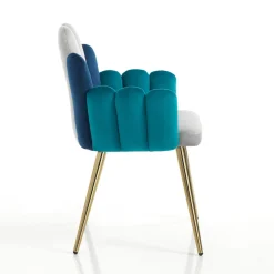 Viadurini Living Moderne Stühle-Stuhl aus grauem, grünem und blauem Stoff mit Samteffekt – Wassermelone