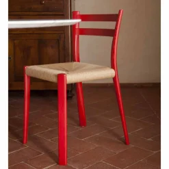 Viadurini Living Moderne Stühle-Stuhl aus massiver Esche mit handgewebtem Sitz Made in Italy - Buri