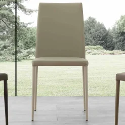 Viadurini Moderne Stühle-Stuhl aus Metall in Kusteleder bezogen Caserta, modernes Design