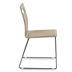 Viadurini Living Design Stühle-Stuhl aus taupefarbenem Leder und Kufenbeinen, hergestellt in Italien – Pallina