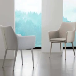 Viadurini Living Moderne Stühle-Stuhl mit Armlehnen aus Metall und Kunstleder Carlina