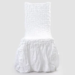 Viadurini Textile Italienische Mode-Stuhlbezug mit eleganter Rückenlehne für Wohnzimmer aus besticktem Leinen - Panteo