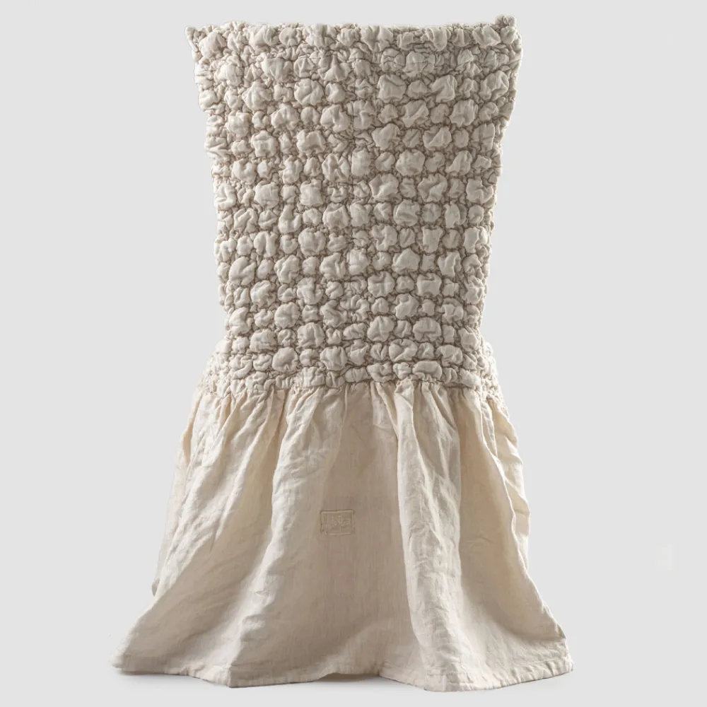 Viadurini Textile Italienische Mode-Stuhlbezug mit eleganter Rückenlehne für Wohnzimmer aus besticktem Leinen - Panteo