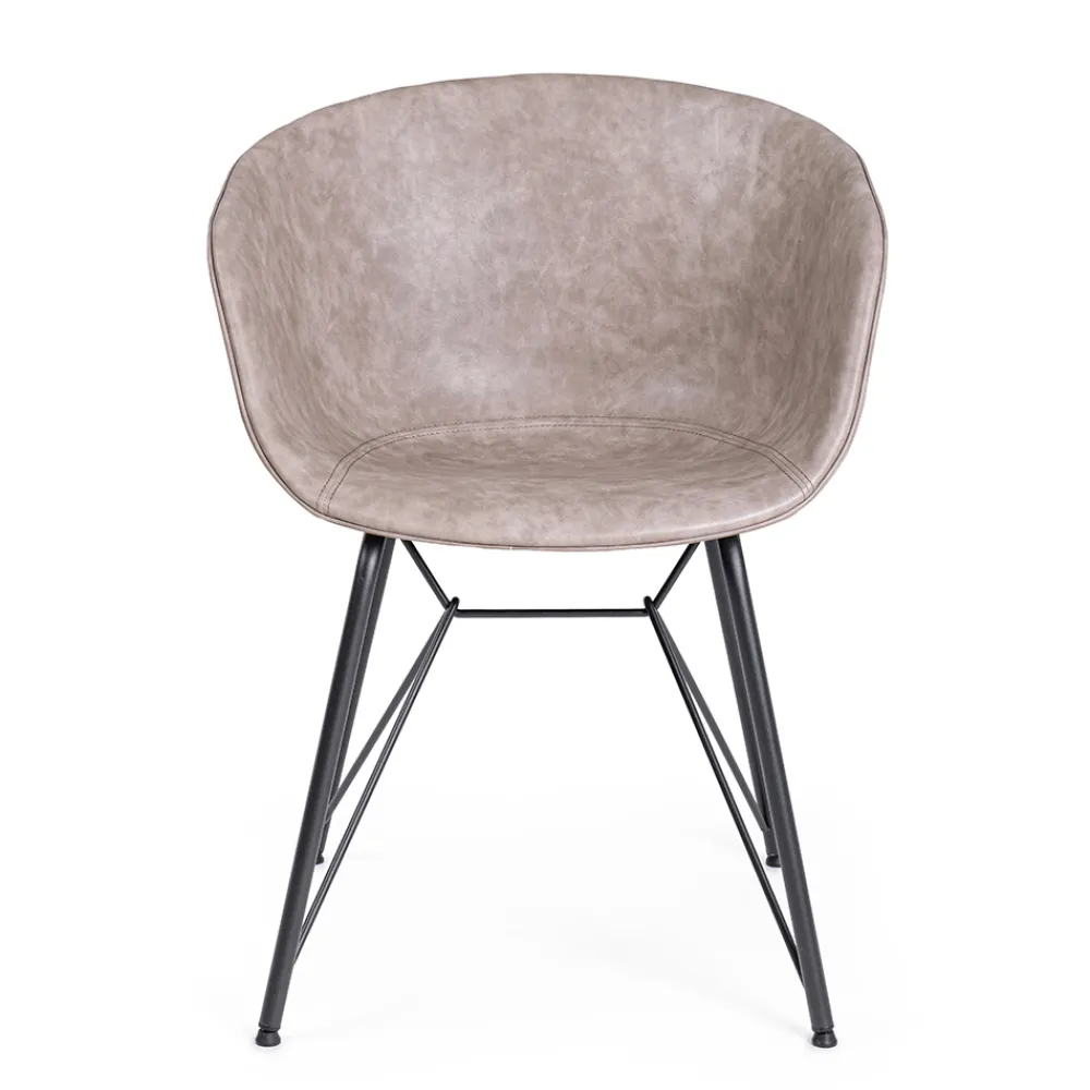 Viadurini Living Vintage Stühle-Stuhl-Sessel aus weißem oder schwarzem Stahl und Vintage-Ecoleder - Gongo