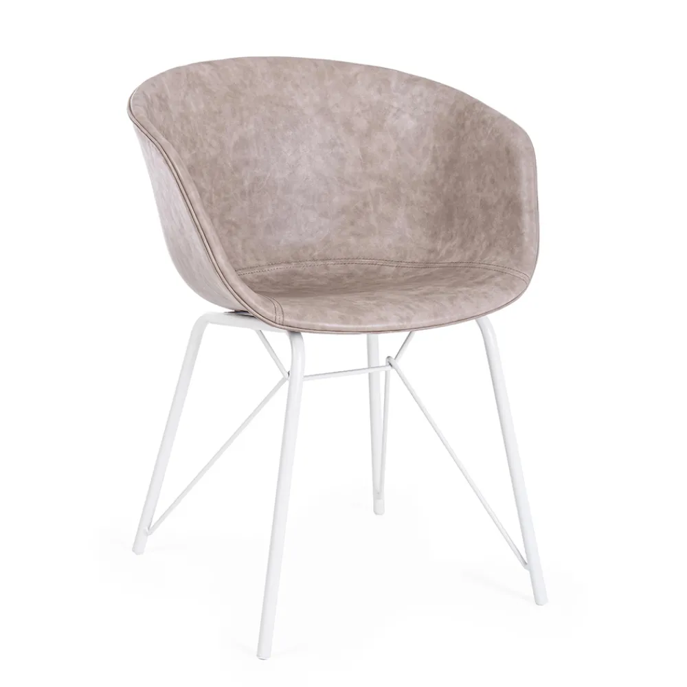 Viadurini Living Vintage Stühle-Stuhl-Sessel aus weißem oder schwarzem Stahl und Vintage-Ecoleder - Gongo