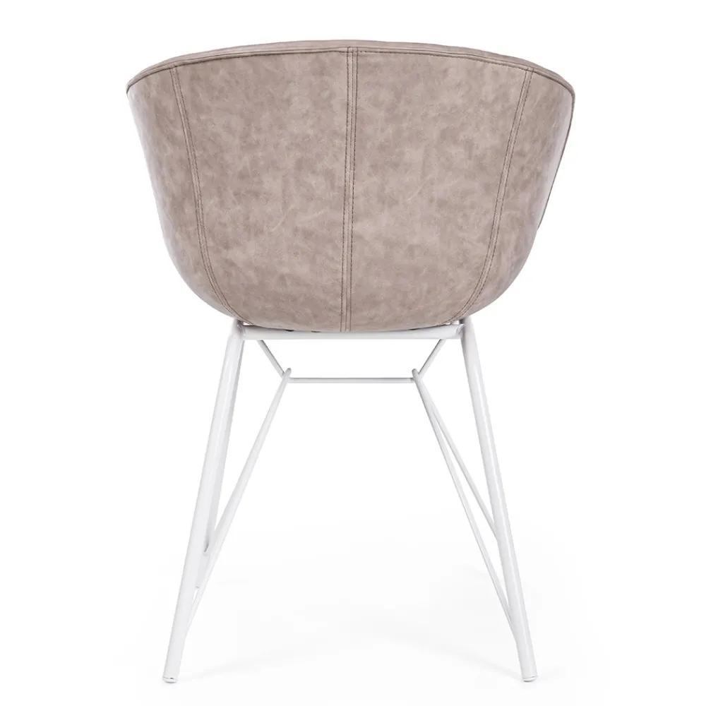 Viadurini Living Vintage Stühle-Stuhl-Sessel aus weißem oder schwarzem Stahl und Vintage-Ecoleder - Gongo