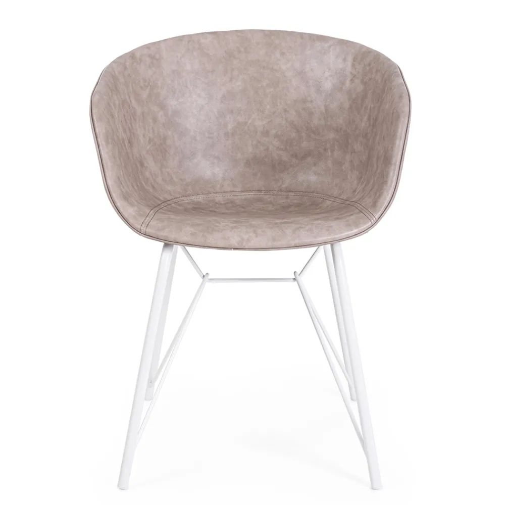 Viadurini Living Vintage Stühle-Stuhl-Sessel aus weißem oder schwarzem Stahl und Vintage-Ecoleder - Gongo