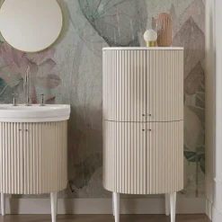 Viadurini Bathroom Badmöbel Stehend-Säule mit vier Türen mit Cannetté-Verarbeitung, hergestellt in Italien – Candy