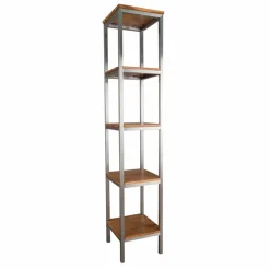 Viadurini Bathroom Badmöbel Stehend-Säulen-Badezimmerschrank aus Teakholz und Stahl mit 4 offenen Regalen - Tamburino