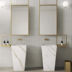 Viadurini Bathroom Keramikwaschbecken-Säulen-Badezimmerwaschbecken aus Feinsteinzeug Made in Italy - Baia