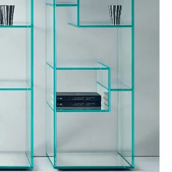 Viadurini Living Moderne Design Bücherregale-Säulen-Bücherregal aus Extra-Klarglas oder Rauchglas für Wohnzimmer Made in Italy - Linzy