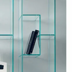 Viadurini Living Moderne Design Bücherregale-Säulen-Bücherregal aus Extra-Klarglas oder Rauchglas für Wohnzimmer Made in Italy - Linzy