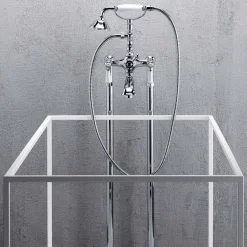 Viadurini Taps Badewannearmaturen-Säulenmischer für Badewanne mit Dusche aus Messing Made in Italy - Shelly