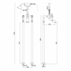Viadurini Taps Badewannearmaturen-Säulenmischer für Badewanne mit Dusche aus Messing Made in Italy - Shelly