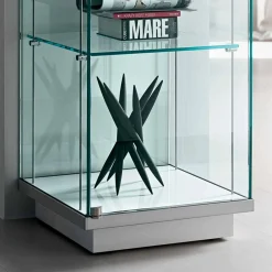 Viadurini Living Anrichte-Säulenvitrine aus transparentem Glas mit rechtem oder linkem Knopf - Antonia