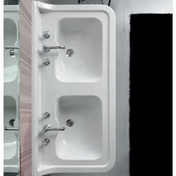 Viadurini Bathroom Keramikwaschbecken-Säulenwaschbecken aus Keramik mit Doppelwaschbecken L 125 cm - Wollie