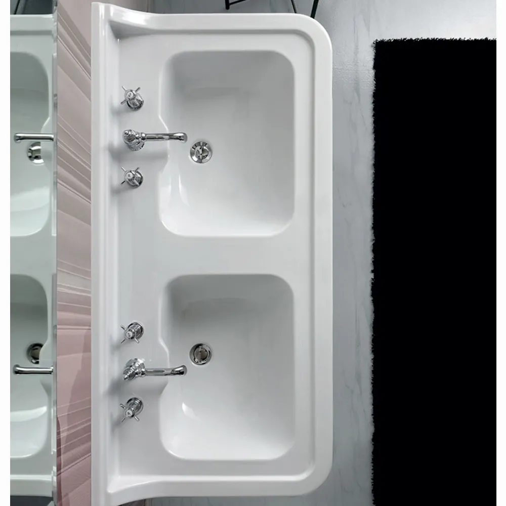 Viadurini Bathroom Keramikwaschbecken-Säulenwaschbecken aus Keramik mit Doppelwaschbecken L 125 cm - Wollie