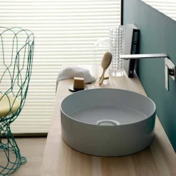Viadurini Bathroom Farbige Waschbecken-Sun Circle modernes Aufsatzwaschbecken aus Keramik, rund, Durchmesser 40 cm