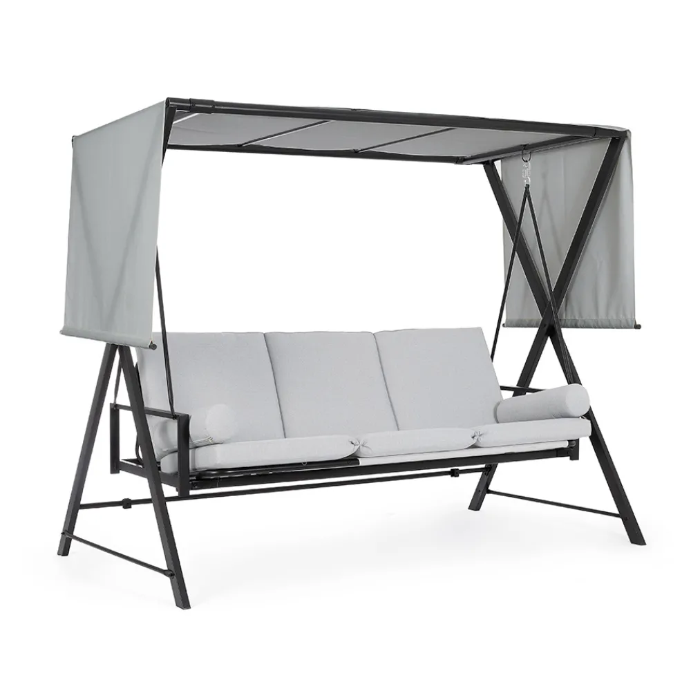 Viadurini in the Garden Gartenideen-Swing, umwandelbar in ein Bett für den Garten aus Stahl und Stoff – Rückruf