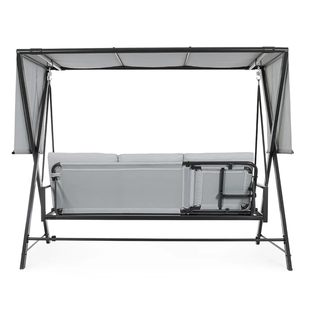 Viadurini in the Garden Gartenideen-Swing, umwandelbar in ein Bett für den Garten aus Stahl und Stoff – Rückruf