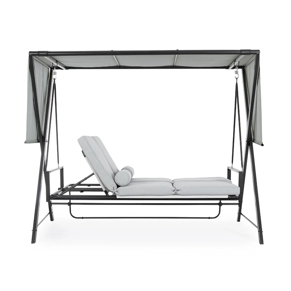 Viadurini in the Garden Gartenideen-Swing, umwandelbar in ein Bett für den Garten aus Stahl und Stoff – Rückruf