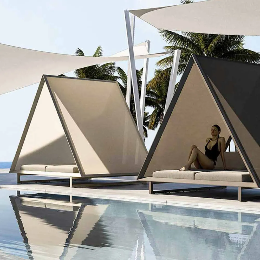 Vondom Gartensofas-Tagesbett im Freien aus Aluminium und luxuriösem Designgewebe - Frame Vineyard von