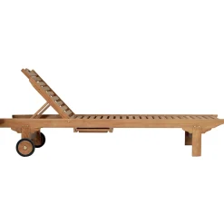 Viadurini in the Garden Sonnenliegen-Teak-Gartenliege mit abnehmbarem Tisch und Rädern - Oasi