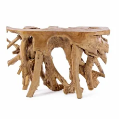 Viadurini Living Konsolentisch Flur-Technische Designkonsole mit natürlichen Teakwurzeln - Johannisbrot