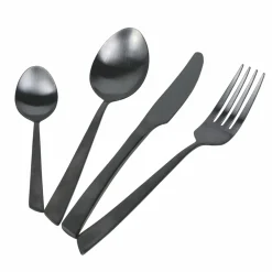 Viadurini Kitchen Besteck Set-24-teiliges Besteckset aus flachem schwarzem Stahl oder Kupfer - Antozoi