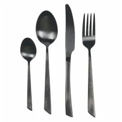 Viadurini Kitchen Besteck Set-24-teiliges Besteckset aus flachem schwarzem Stahl oder Kupfer - Antozoi