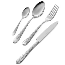 Viadurini Kitchen Besteck Set-24-teiliges Besteckset aus poliertem Stahl mit Gravur Made in Italy - Nara
