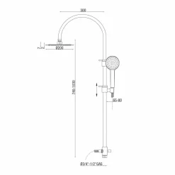 Viadurini Taps Duschsäulen-Teleskop-Duschsäule aus Messing mit rundem Duschkopf Made in Italy - Lenio