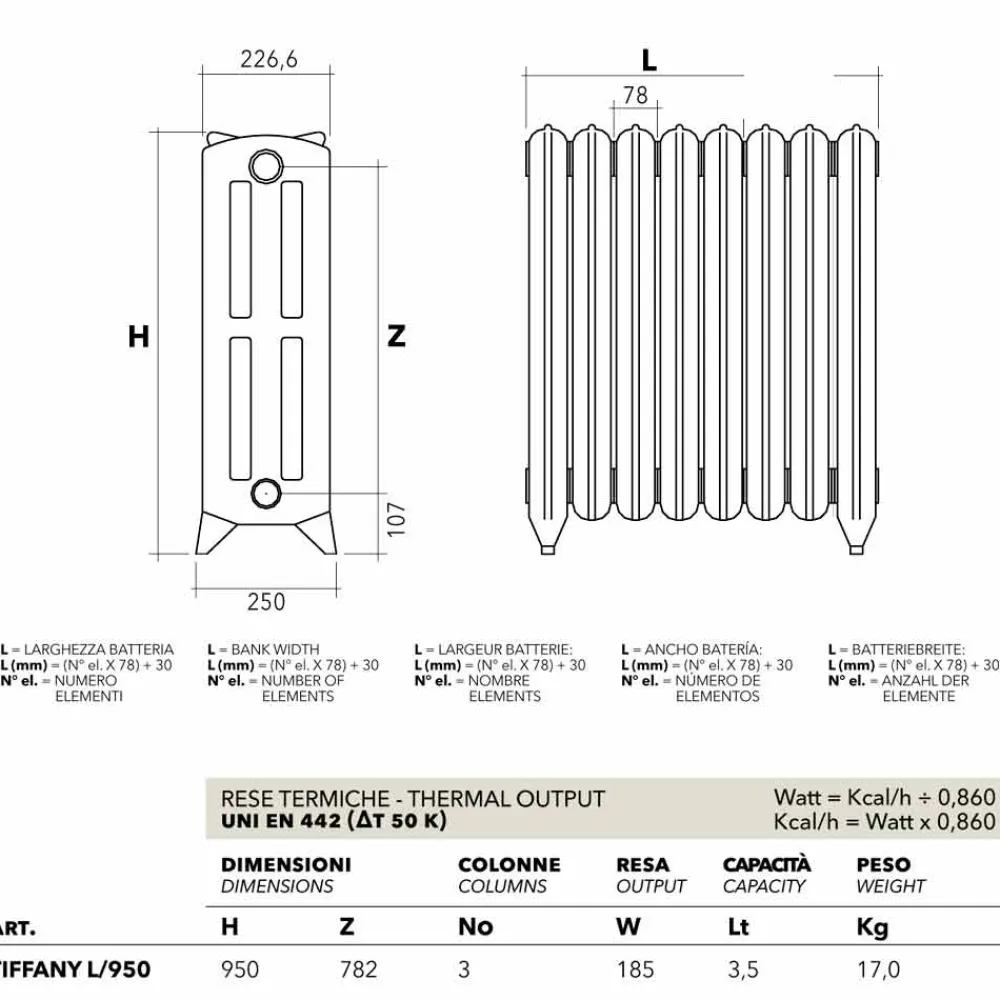 Scirocco H Heizkörper-Tiffany Retro 3-Säulen-Gusseisen-Hydraulikheizkörper von .