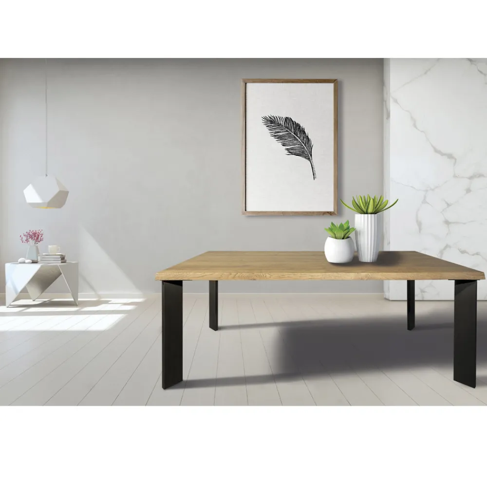 Viadurini Living Esstische Nach Mass|Esstische-Tisch aus Asteiche furniert und Metallbeinen Made in Italy - Vicente