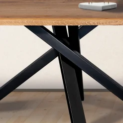 Viadurini Living Esstische Nach Mass|Esstische-Tisch aus geknoteter Eiche mit Metallgestell Made in Italy - Sebastiano