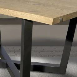 Viadurini Living Esstische Nach Mass|Esstische-Tisch aus geknoteter Eiche mit eisengrauem Metallgestell Made in Italy - Gonna