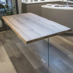 Viadurini Living Esstische Nach Mass|Esstische-Tisch aus massiver Eiche und Kristallsockel Made in Italy - Noelia