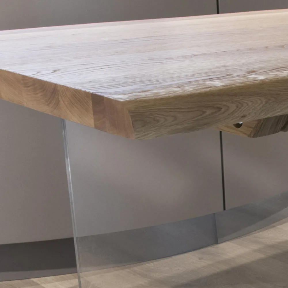 Viadurini Living Esstische Nach Mass|Esstische-Tisch aus massiver Eiche und Kristallsockel Made in Italy - Noelia