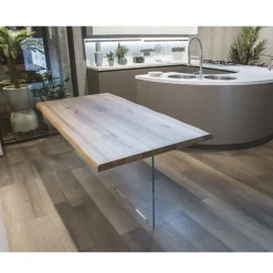 Viadurini Living Esstische Nach Mass|Esstische-Tisch aus massiver Eiche und Kristallsockel Made in Italy - Noelia