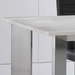 Viadurini Living Esstische Nach Mass|Esstische-Tisch aus Travertinstein mit Beinen aus glänzendem Stahl Pompilio