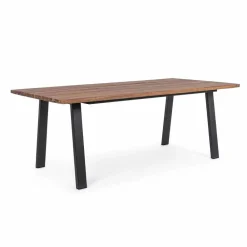 Viadurini in the Garden Gartentische Aus Teakholz-Tisch im Freien aus Akazienholz mit Beinen aus lackiertem Stahl - Sheldon