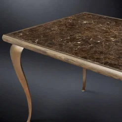 Viadurini Living Esstische Nach Mass-Tisch im neoklassischen Stil aus Massivholz mit Marmorplatte Adam