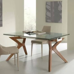 Viadurini Living Ausziehbare Esstische-Tisch in modernem Design ausziehbar aus Stahl und Glas Kentucky