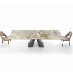 Viadurini Living Ausziehbare Esstische-Tisch mit integrierten Verlängerungen und Untergestell aus Nerzstahl, hergestellt in Italien – Dalmatiner