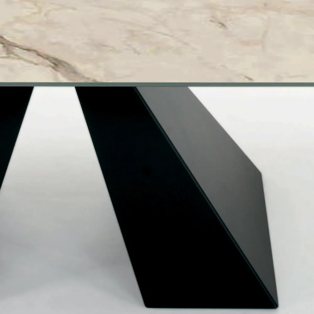 Viadurini Living Ausziehbare Esstische-Tisch mit integrierten Verlängerungen aus Keramik und Stahl, hergestellt in Italien – Dalmata