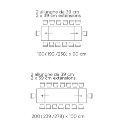 Viadurini Living Ausziehbare Esstische-Tisch mit integrierten Verlängerungen aus Keramik und Stahl, hergestellt in Italien – Dalmata