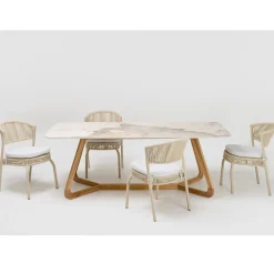 Viadurini Living Gartentische Fest|Gartentische Aus Teakholz-Tisch mit Keramikplatte und Untergestell aus massivem Teakholz, hergestellt in Italien – Bluse